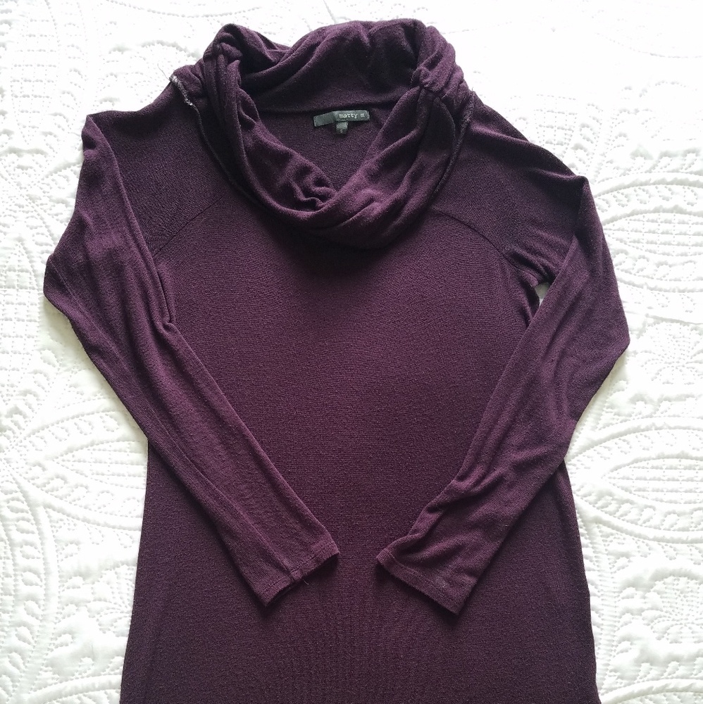 Plum cowl neck long sleeve top